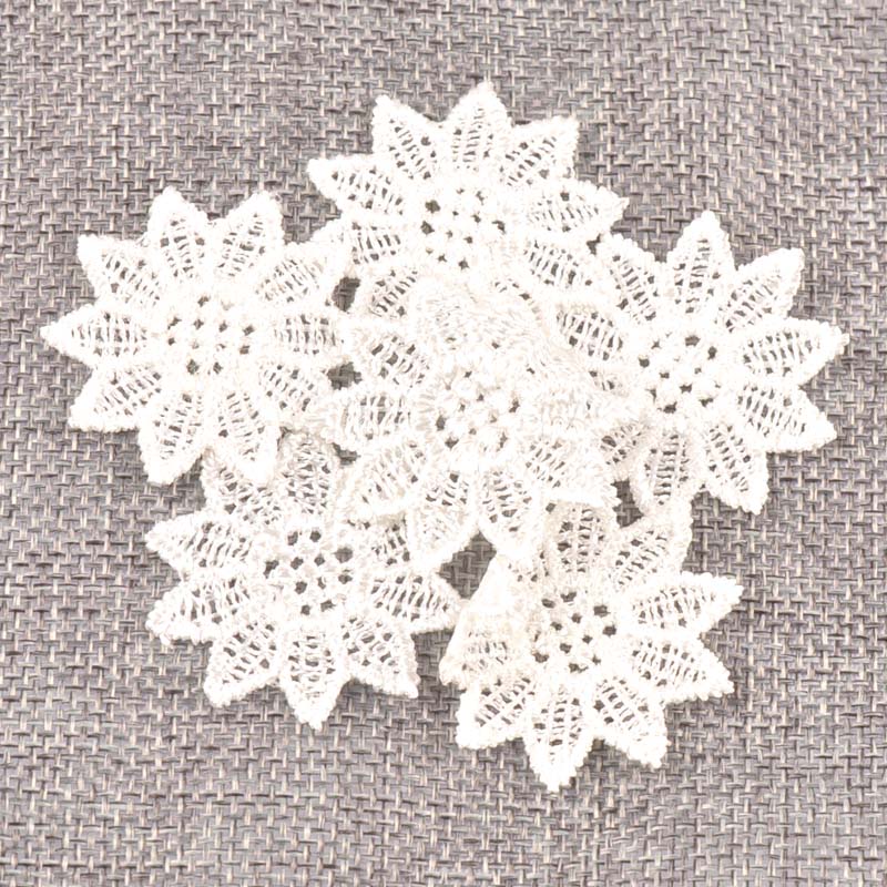 Garniture en maille avec appliques en dentelle blanche, fleur pour coudre sur tissu Guipure, fournitures de mariage, décoration de la maison