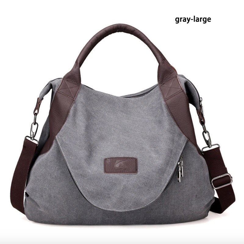 Kvky, bolso grande informal, bolso de mujer, bolso de hombro, bolsos de lona de cuero con capacidad para mujer,: gray-large