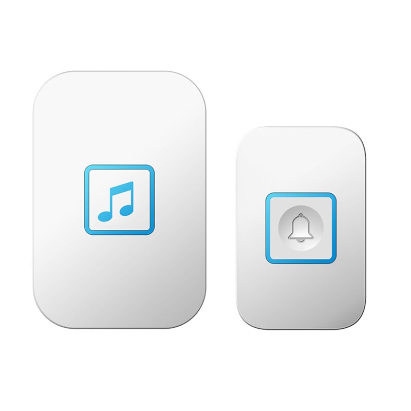 Self-Powered Waterproof Wireless DoorBell LED Light No Battery Home Cordless Door Bell 3 Plug For Choose 1 2 Button 1 2 Receiver: White / US