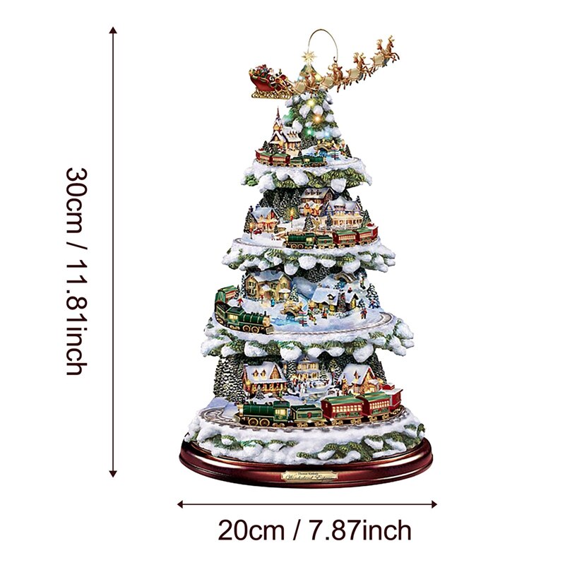 Christmas Tree Rotating Sculpture Train Decorations Paste Window Paste Stickers Christmas Decor Doll Hang Decorations