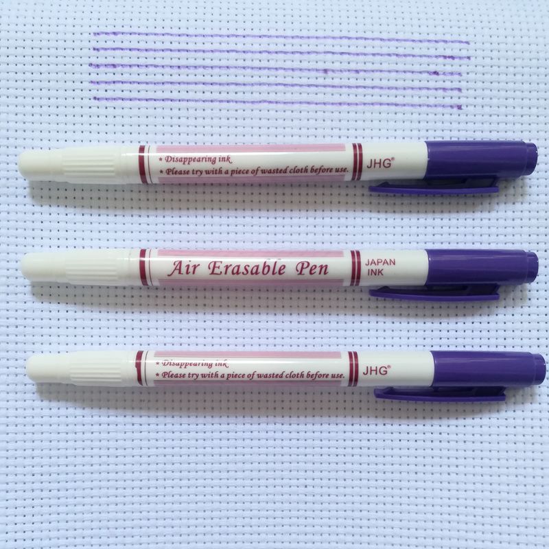 JHG Double Side 3 Pcs Water Erasable Marker Pen For Tailor Fabric Paint Marker Water Soluble Markers Cross Stitch Sewing Tools: Purple