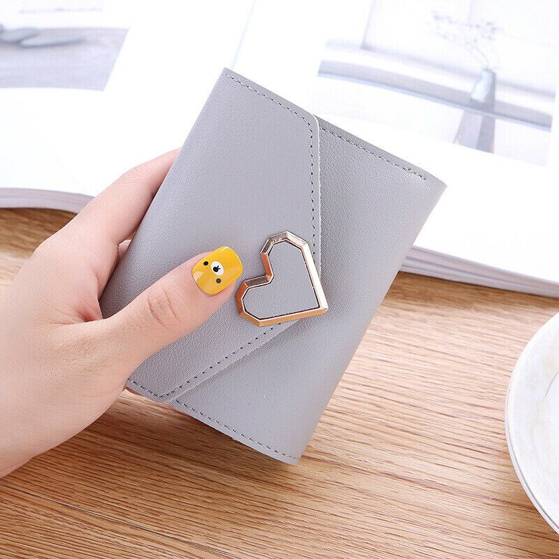 Womens Wallet for Credit Card Holder Small Luxury Slim PU Leather Cute Short Purse Girls Lady Wallets for Women: Grey