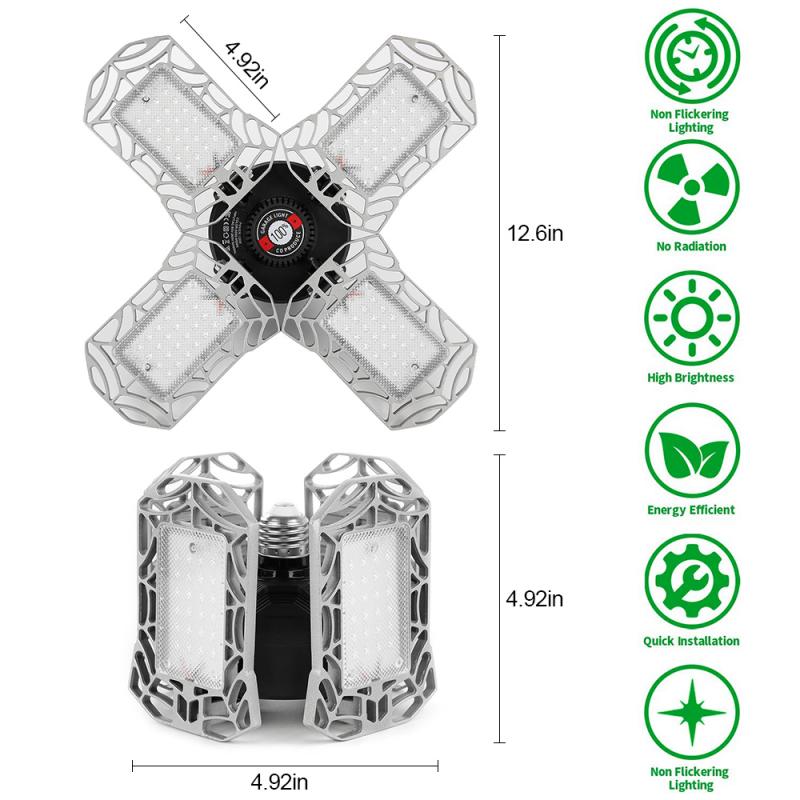 Luces para Garage LED, iluminación de techo de interior, brillo, 120W, 12000LM, 6000K, luz diurna para Taller, E26/E27, lámpara Deformación de almacén