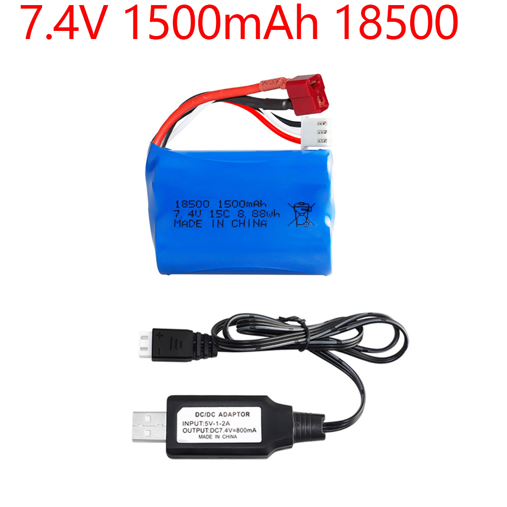7,4 V 1500 mAh 18500 Li-Ionen-Akku mit Ladegerät für HBX 16889 16889A 16890 16890A SG1601 SG1602 1/16 4WD R/C LKW-Ersatzteile: Gold