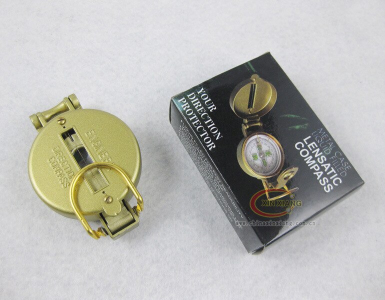 HSEAYM High-grade Golden Aluminum Alloy American Compass Pointing Guide Portable Handheld Compass DC45-3A