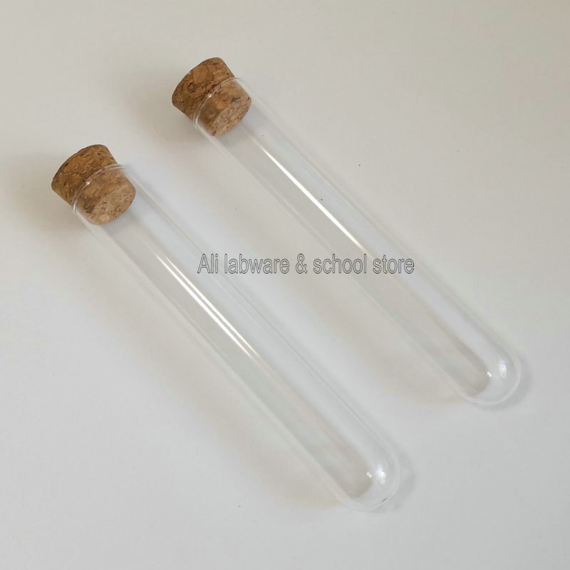 Lab 25 x 150mm glasrundbottnade glasrör förtjockar 1.5mm små flaskor med kork