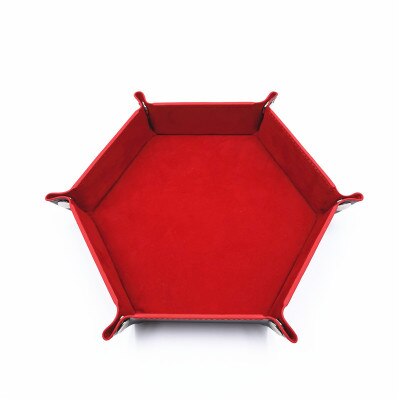 Bandeja para dados hexagonales plegable de cuero PU, soporte para juegos RPG DnD, barra de juegos, mesa, juegos, placa de dados, caja de almacenamiento rodante, Shipper: Red