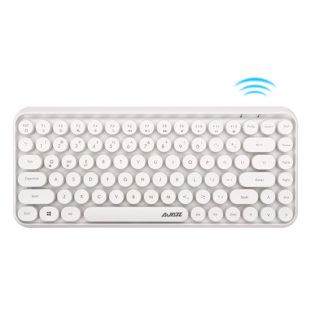 Ajazz-teclado inalámbrico 308i BT, tapa de tecla redonda, conexión de 10m BT, teclados de 84 teclas para PC y portátil de varios sistemas: White