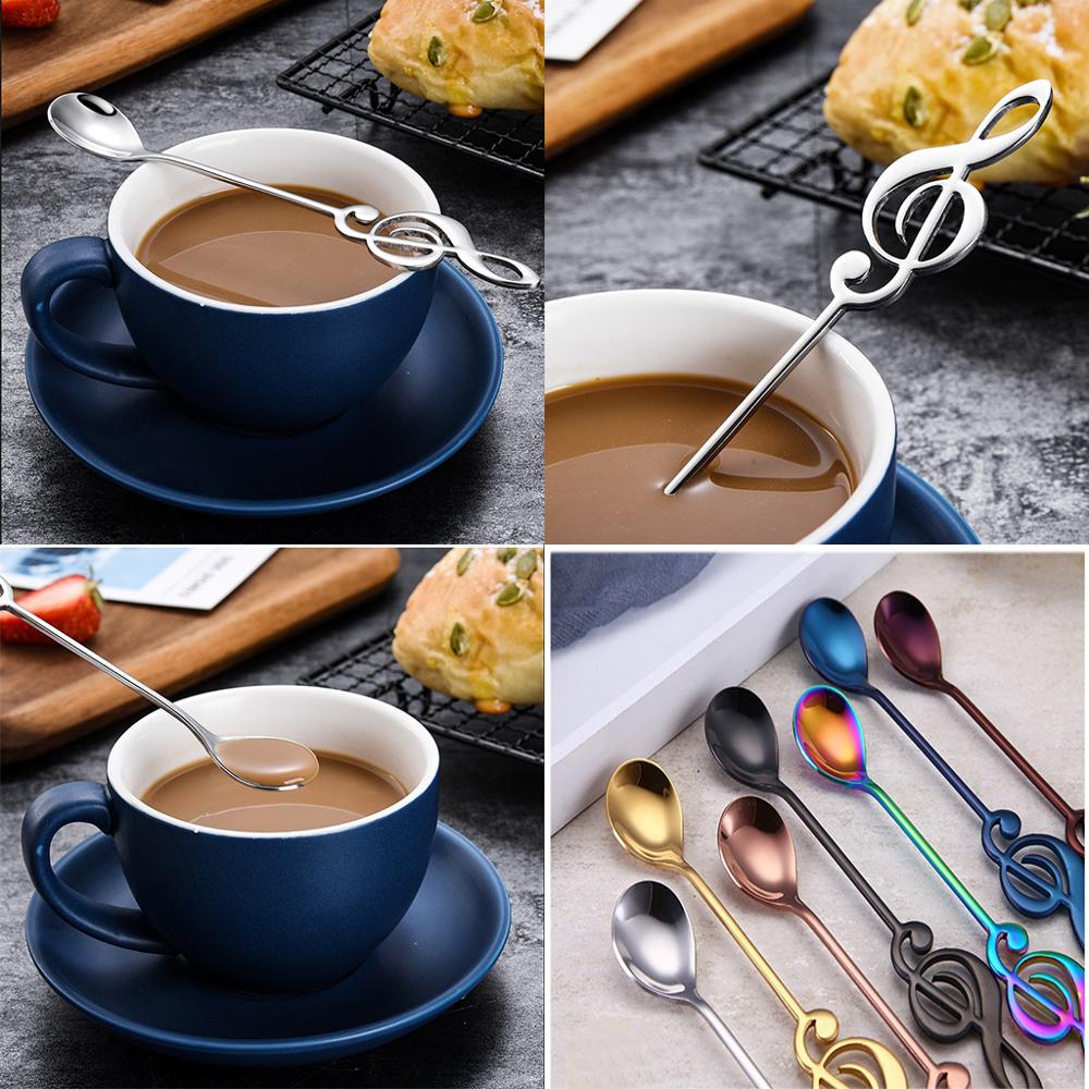 S Rvs Muzieknoot Koffie Roeren Lepel Suiker Ijs Mok Dessert Thee Lepel