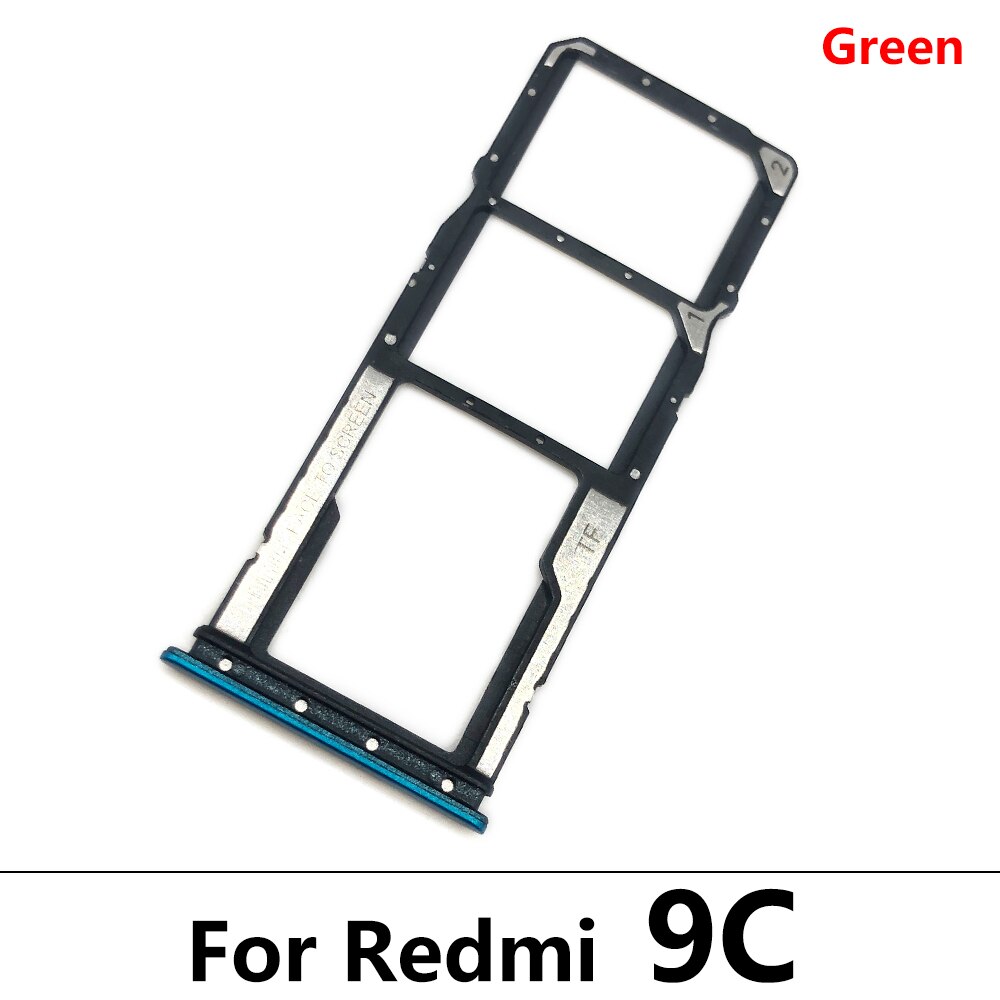 Sim Kaart Lade Voor Xiaomi Redmi 9A 9C 9T Sim Card Tray Slot Houder Adapter Socket Reparatie Onderdelen: 9C green