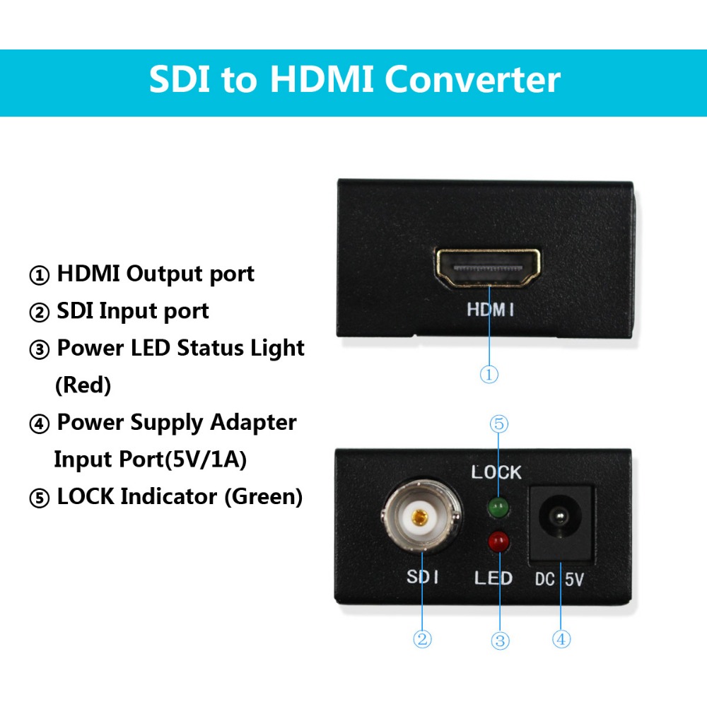 Wiistar Aankomst SDI naar HDMI Audio Video Converter BNC naar HDMI Adapter HD 3G SDI naar HDMI voor monitor HDTV