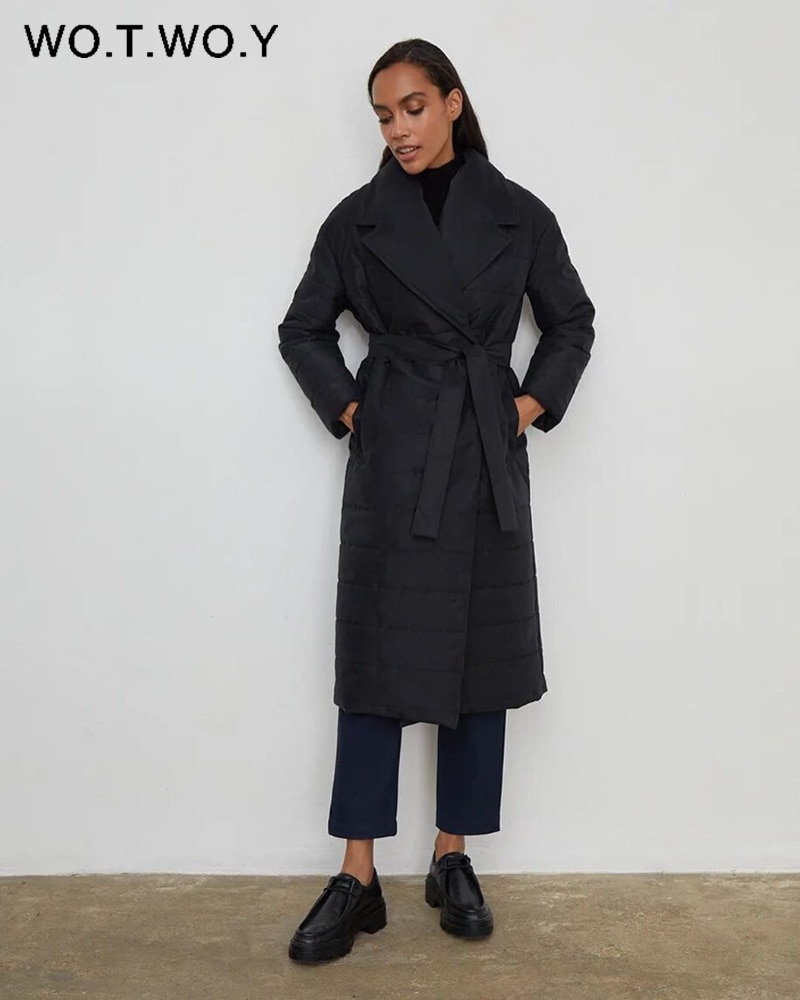 WOTWOY-Abrigo acolchado largo de Invierno para – Grandado