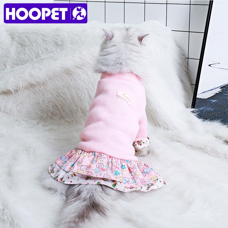 HOOPET Dog Cat Clothing Autumn Winter Warm Pet Clothes Sweater Dress For Small Dogs Cats Chihuahua Outfit Cat Coat Costume