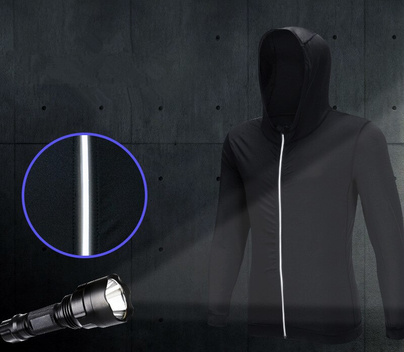 Men Hooded Running Coat Reflective Zipper Fitness Gym Exercise Coat Male Sweater Basketball Sportswear Training Clothes