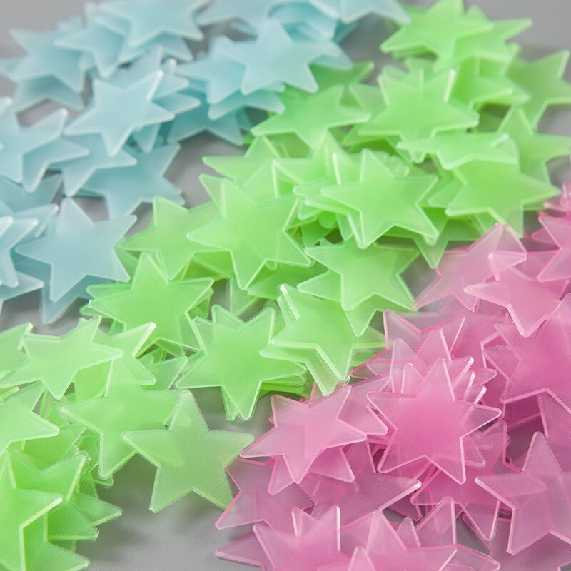 100pcs/Bag 3D Stars Glow In The Dark Stickers Luminous Fluorescent Stickers Toys For Children Party Room Bedroom Ceiling Decor