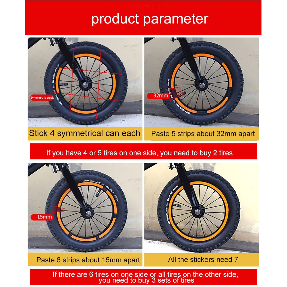 10 sztuk dziecięcy rowerek biegowy koła jasne taśma odblaskowa naklejki wystrój wioślarz akcesoria zewnętrzne