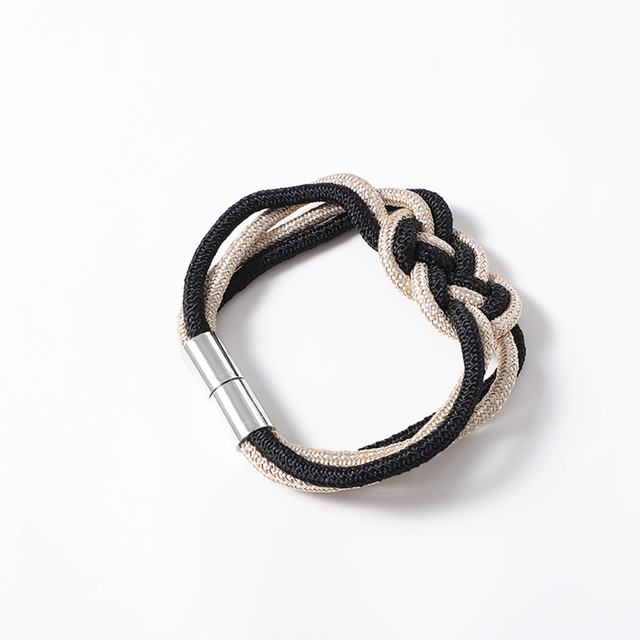 1 Pcs Two-color Chinese Knot Curtain Tie Rope Strap Simple Cotton Rope Magnetic Curtain Tieback Buckle Strap Rope Accessoires: Black  Beige