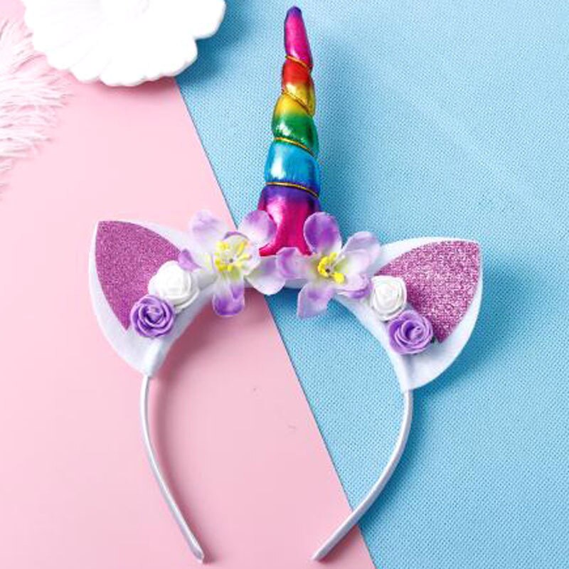 Niñas lindas flores orejas de gato diademas de unicornio accesorios para la cabeza para fotos para fiestas bandas para el pelo de Aro para Niños Accesorios para el cabello: 1