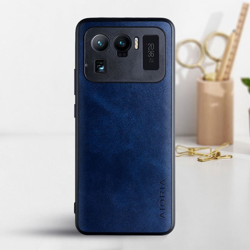 Telefoon Case Voor Xiaomi Mi 11 Ultra Coque Luxe Vintage Leather Skin Covers Voor Xiaomi Mi 11 Ultra Case Funda Capa: dark blue