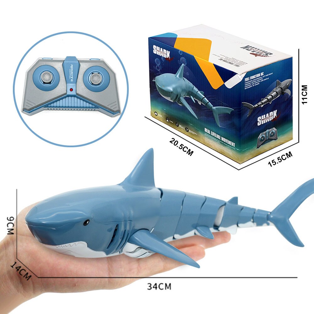 Fjernbetjening haj 2.4g elektrisk simulation rc fisk 20 minutter genopladeligt batteri vand swimmingpool børn legetøj