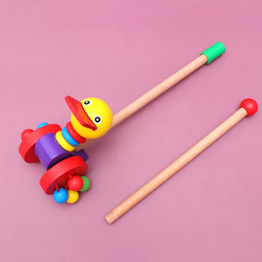 Baby skubbevogn legetøj tegneserie dyrevogne legetøj baby rullator trævogne legetøj skubbestang vogn legetøj (frø): Oblate mund and