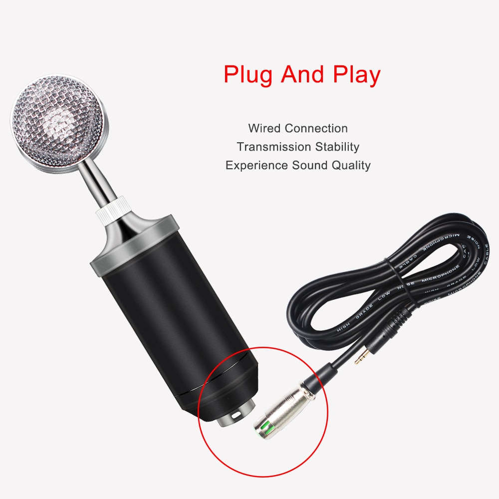 Microphone à condensateur filaire BM-8000, carte son, pour enregistrement en Studio, karaoké, Kits de Microphone pour ordinateur, Audio Vocal