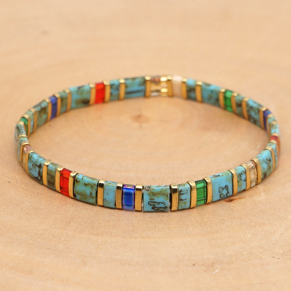 Pulsera Bohemia MIYUKI para mujer, brazalete de cuentas de TIla multicolor, joyería étnica, Bisutería: HDB141-3