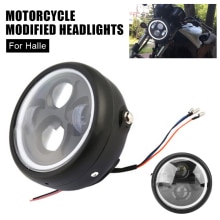 Phare LED rond de moto avec support, 5.75 pouces, universel pour Chopper Cafe Racer Bobber 30W, phare rétro 12V Halo blanc