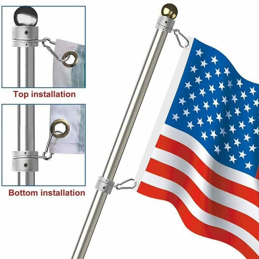 Aluminum Alloy Flag Pole Rings, Anti Wrap Flagpole Mounting Rings, 360 Degree Rotating Clip Spinning Flag Pole Kit