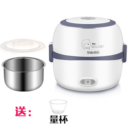 Fiambrera eléctrica multifuncional de doble capa, recipiente para conservar el calor, para arroz, pequeña de acero inoxidable con fiambrera: 1 white liner