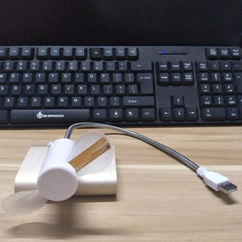 1PC USB Gadget Mini Fan Flexible LED Light USB Fan Time Clock Cool Gadget Time Display Flexible LED Mini Power USB Fan