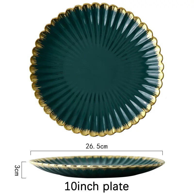 Green tableware set plate food plate salad soup bowl plate bowl set leaf plate dinner plate sets dinnerware set plates dishes: 10inch plate