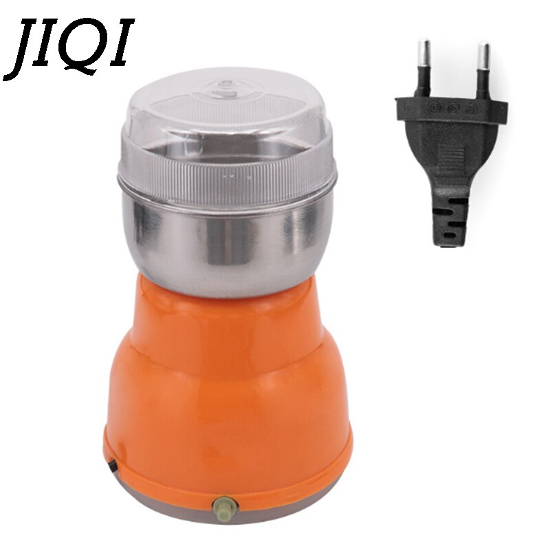 JIQI-Mini Molinillo Eléctrico de granos de café, 220V, hierbas para el hogar, rectificadora de tuercas de cobre, 150W, hoja de molino de acero inoxidable, enchufe de la UE