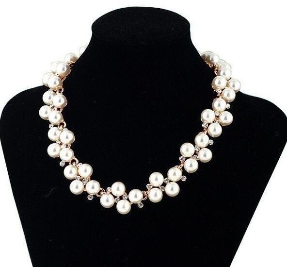 Hesiod Vintage Bohemia Multi-layer Hollowed Flower Necklace For Women Rhinestone Crystal Collar Necklace Pearl Choker: XL640