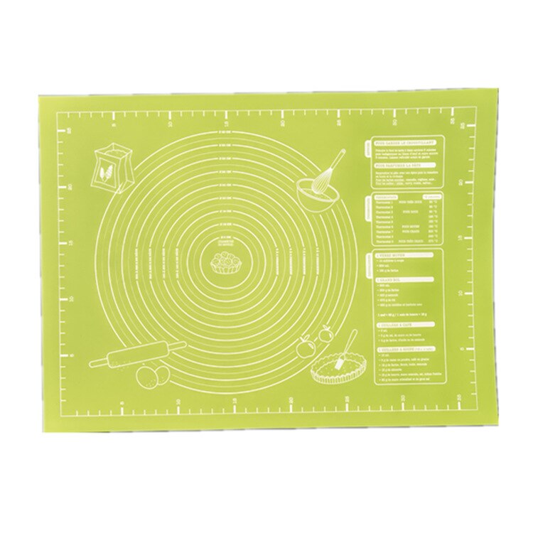 1pcs Silicone Kneading Pad Large Size with Scale Baking Mat for Rolling Dough Pizza Non-Stick Maker Holder Kitchen Tools: Green / 40x30cm
