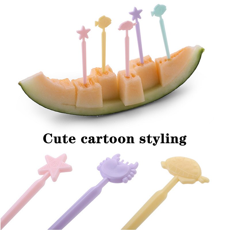 Dessert matgaffel 1 sett for barn snacks søt benthos multifunksjon mini fruktgafler abs plast blanding farge festdekor