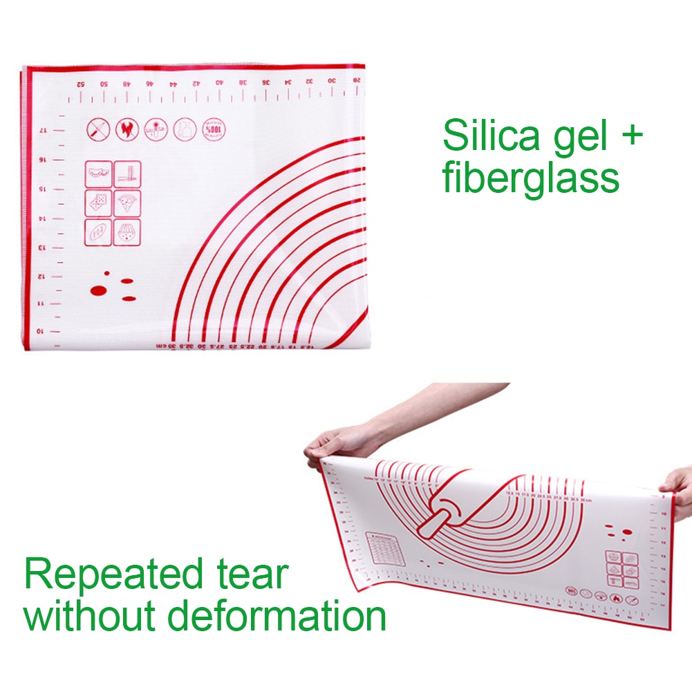 Silicona antiadherente rollo para amasar esterilla para masa almohadilla para hornear con escamas utensilios para hornear