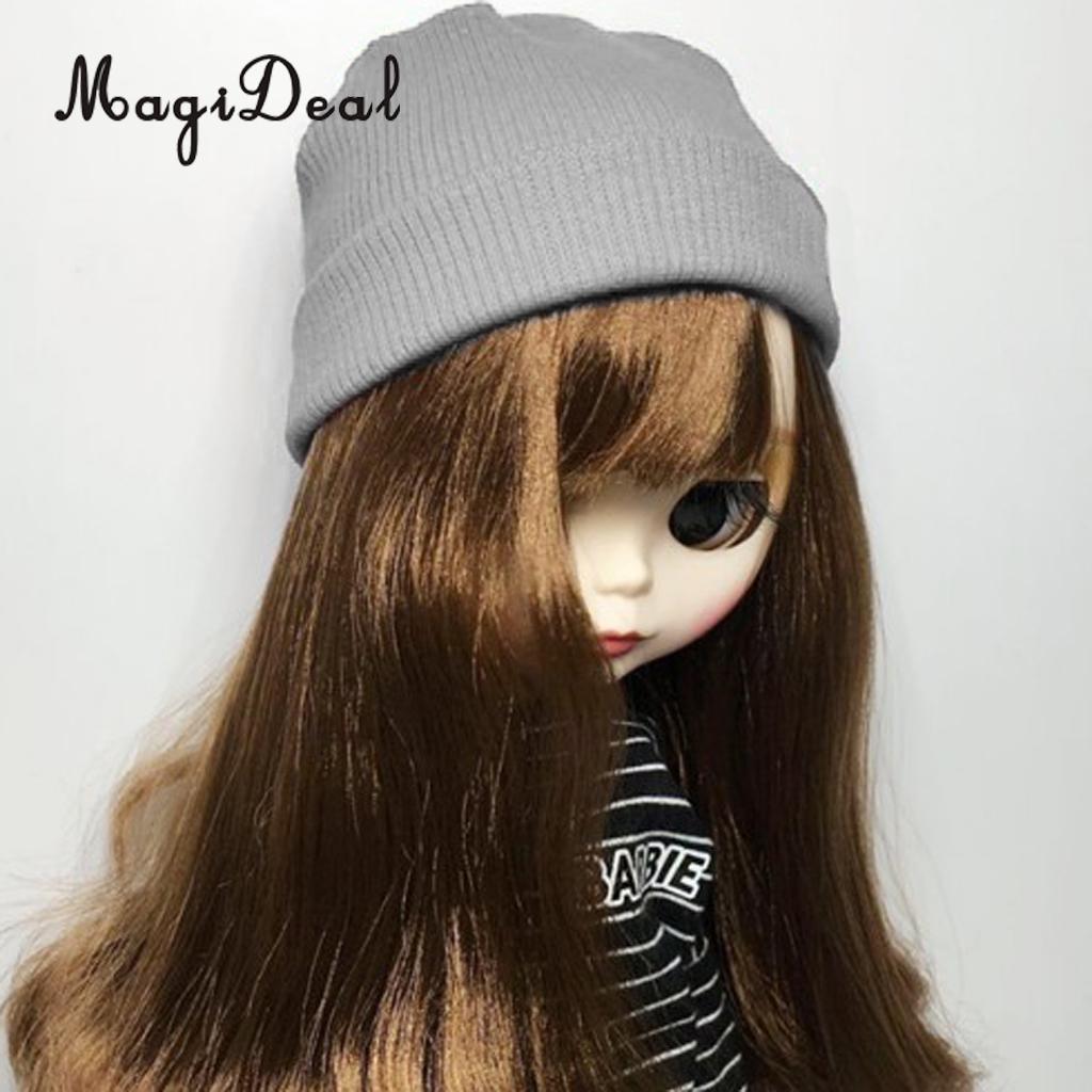 1/6 poupée laine Beanie tricot chapeau Skate Cap tenues décontractées pour Blythe hiver vêtements décor accessoires: Gray 