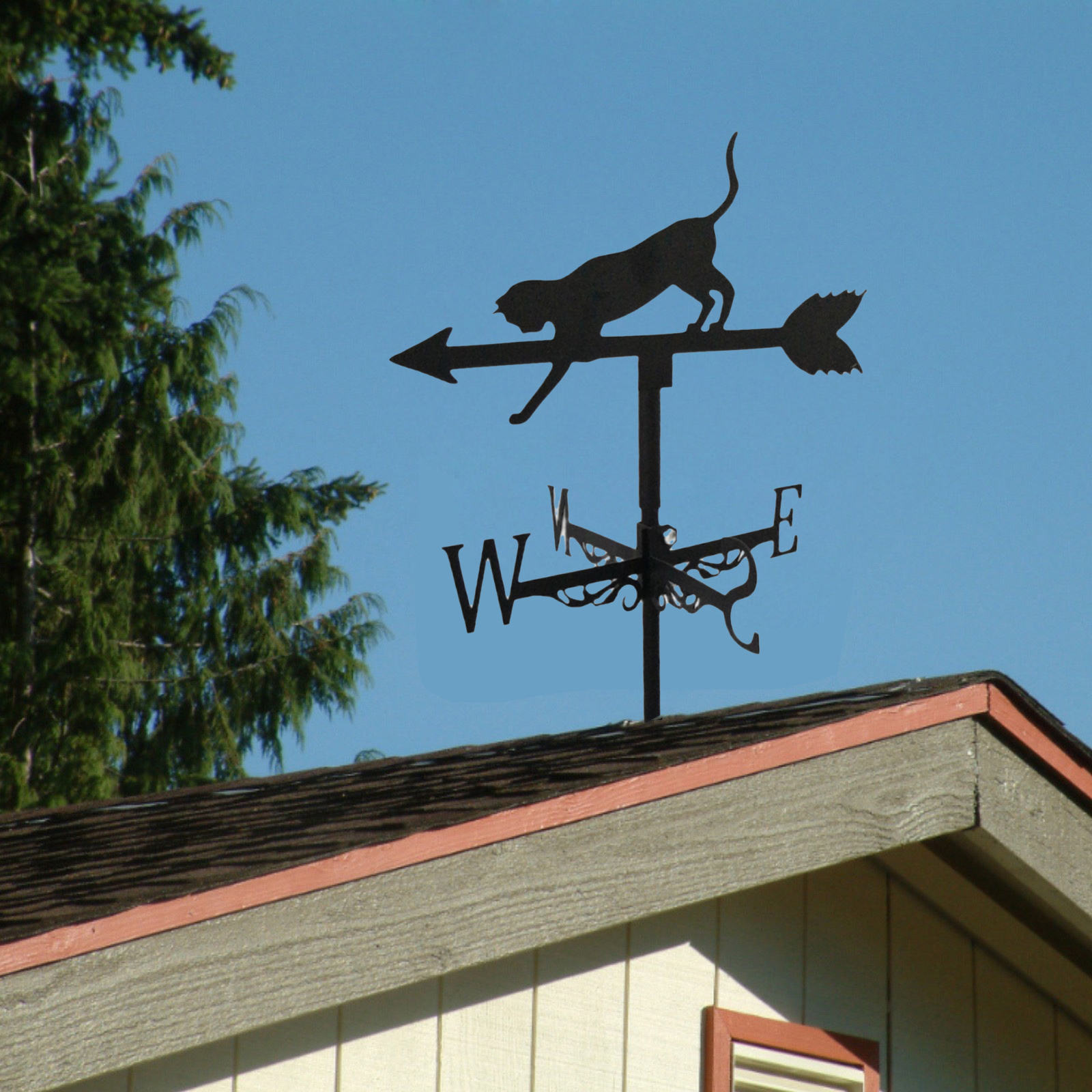 Iron Art Roof Weather Vane with Animal Silhouette Statue Decorative Farm Scene Stake Weathervane Outdoor Decor
