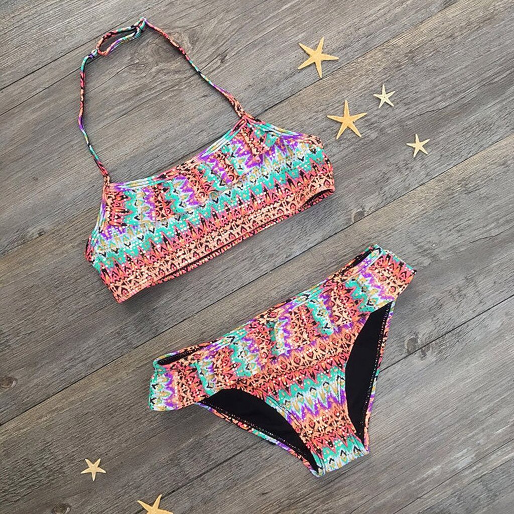 Print Swimwear Sets Teen Children Girls Africa Style Swimsuit Beach Swimwear Bikini Set Bra+Underpants Bikini Sets badpak