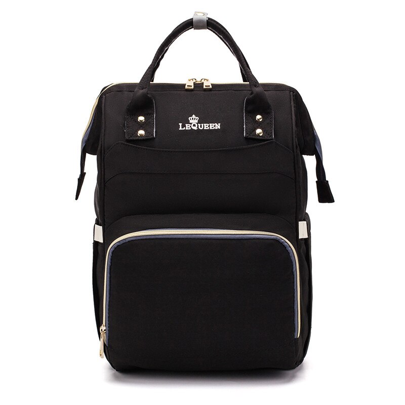 Lequeen Nappy Backpack Bag Mummy Large Capacity Bag Mom Baby Multi-function Waterproof Outdoor Travel Diaper Bags For Baby Care: Black