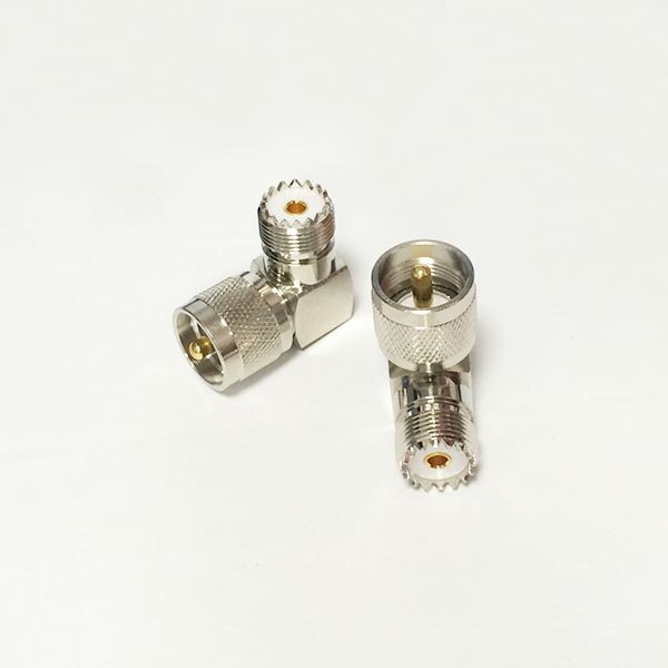 1 unidad UHF macho enchufe a hembra Jack RF Coax Adaptador convertidor ángulo recto niquelado al por mayor