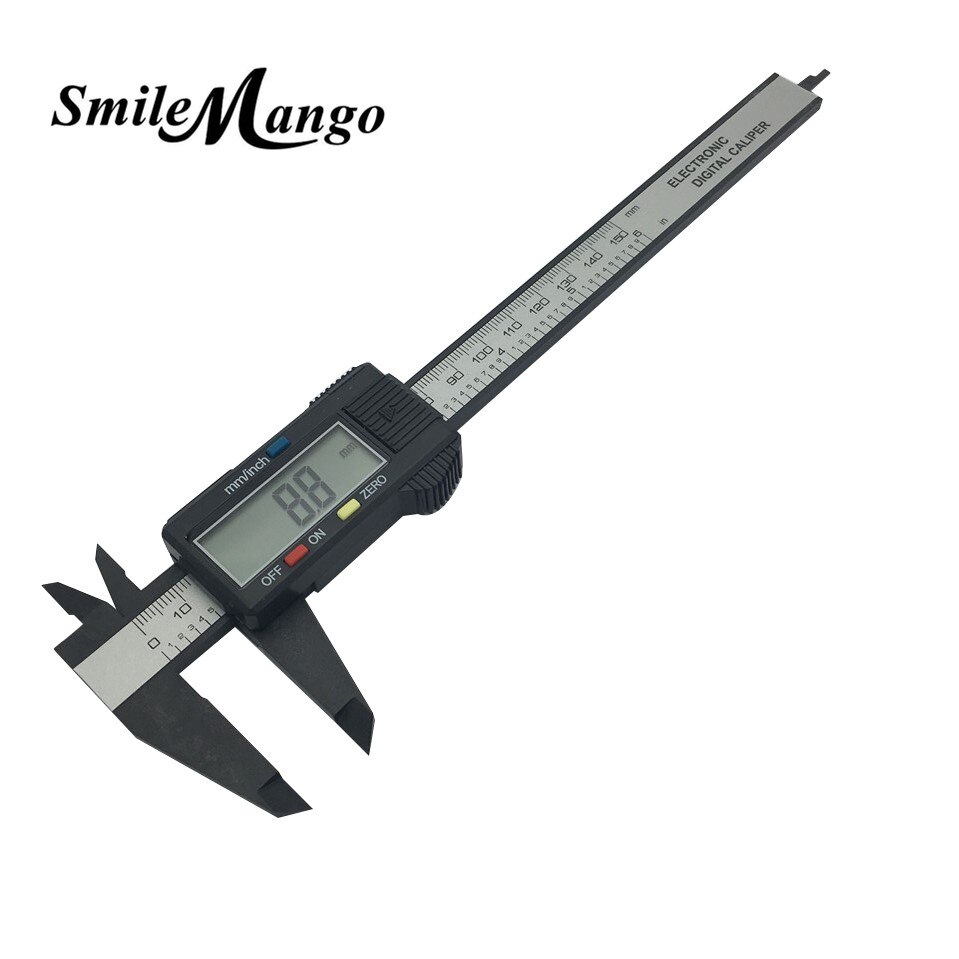 Micrómetro electrónico Digital de fibra de carbono, calibrador Vernier, 6 pulgadas, LCD, 150mm,: Negro