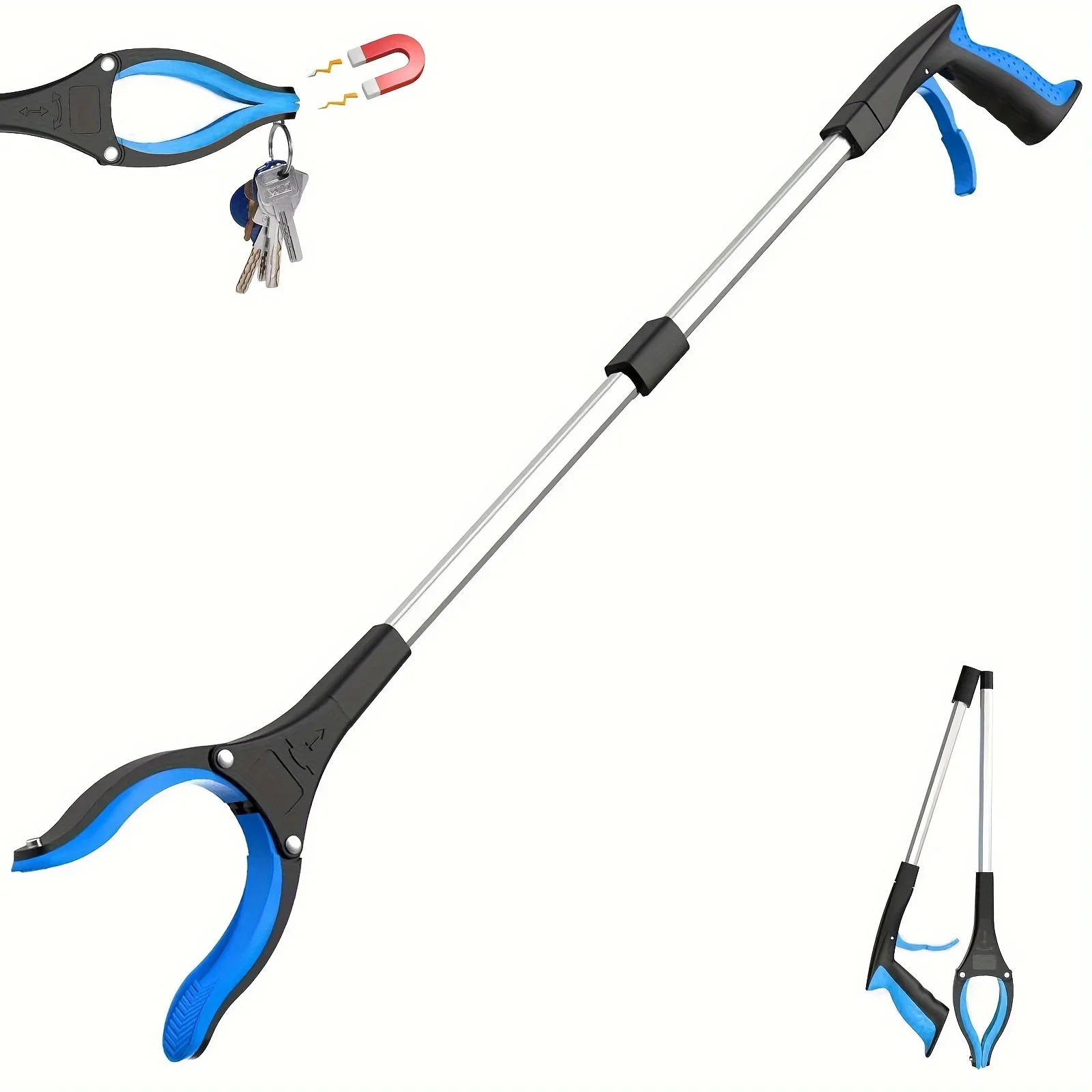 Foldable Gripper Extender Hand Tools Litter Reachers Pickers Collapsible Garbage Grabber Pick Up Tools Elderly Grabbing Tool: SKY BLUE