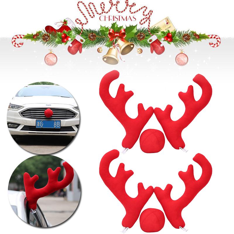 1Set Modieuze Kerst Geel Gewei Decoratie Auto Windows Ornamenten