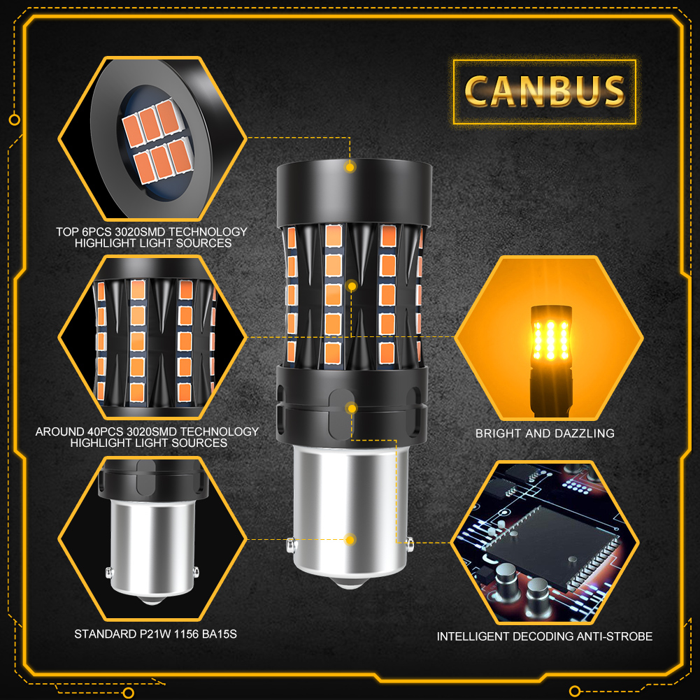 2x LED T20 7440 WY21W W21W LED Canbus No Error Hyper Flash Blinkerlampe BAU15S BA15S 1156 PY21W P21W LED Autolichter Orange