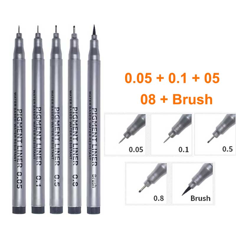 3/5/9 Pcs Painting Needle Pens Art Markers Fast Dry Water Based School Drawing Sketching Journal Writing Stationery Supplies: 005 01 05 08 BR