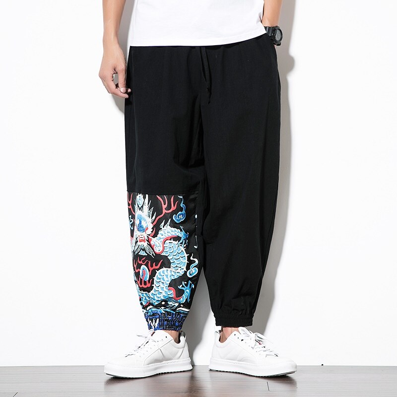 Kinesisk stil haremsbyxor streetwear baggy hippie byxor män harajuku japanska byxor kimono byxor manliga kinesiska byxor man 10948