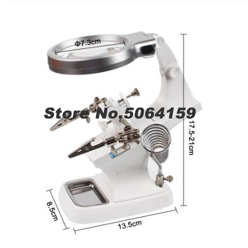 Metal Desktop LED Energy-Saving Maintenance Tool Magnifying Glass With Different Magnifications 3X and 4.5X