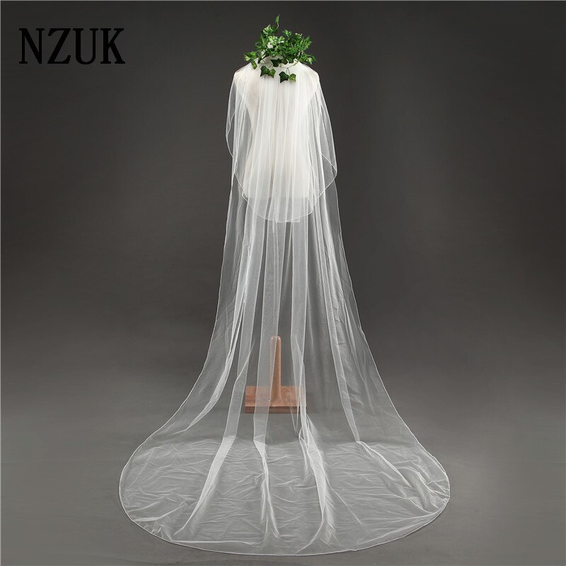 Velo De Novia De tul De 3 M De largo, velo De Novia nupcial con borde De cinta De dos capas, accesorios De boda, Velos De Novia Veu De Noiva Longo